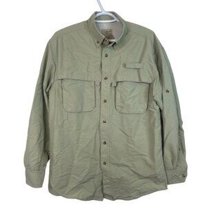 L.L. Bean Men’s Beige Long Sleeved Casual Button Down Dress Shirt Size Small